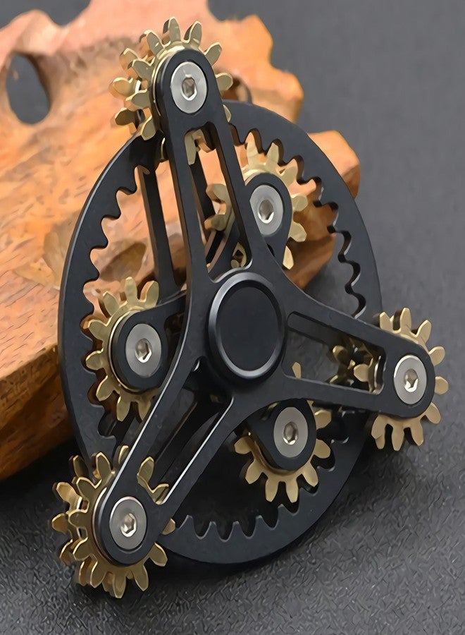 Bitopbi Pure Brass Fidget Spinner Gears Linkage Fidget Gyro Toy Metal DIY Hand Spinner Spins Long Time EDC Focus Meditation Break Bad Habits ADHD with Multiple Premium Bearings (13 Bearings Black) - Image 2